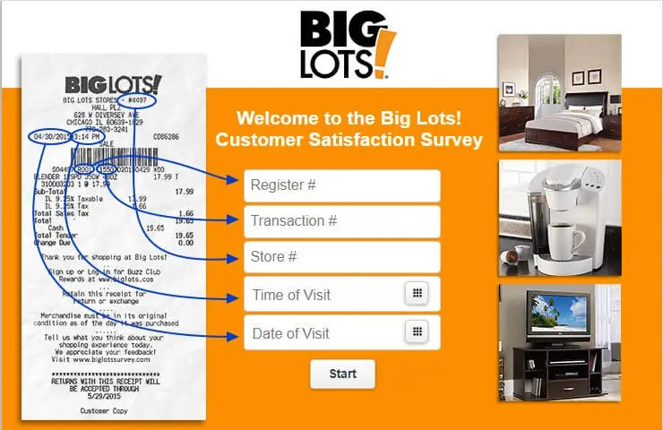 www.Biglots.com/Survey - Win $1000 - Take Big Lots Survey